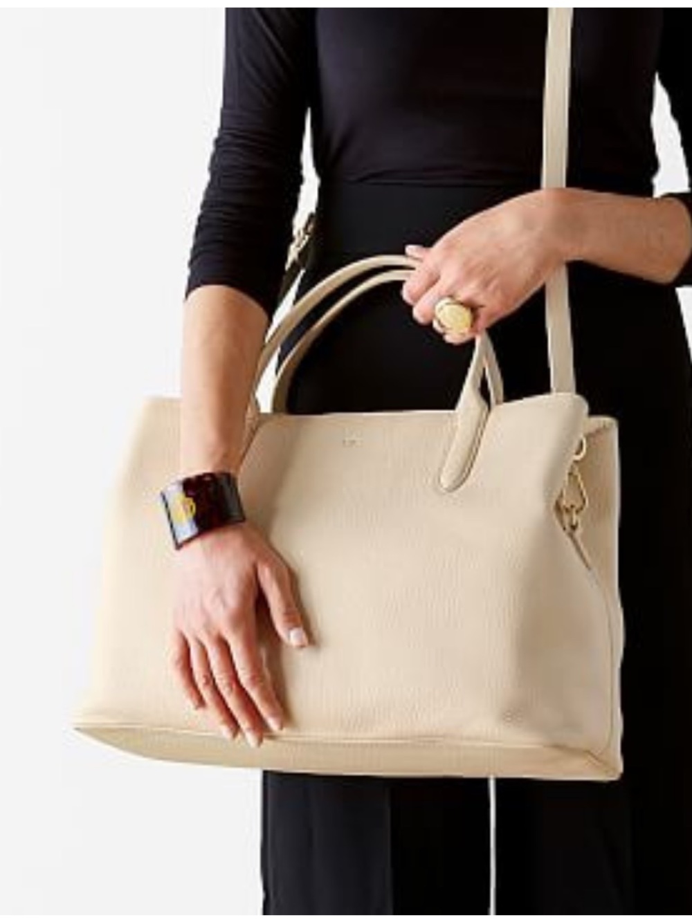 Mark & Graham Cream Leather Tote